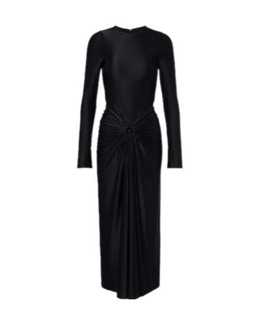 Victoria Beckham Black Frances Gathered Jersey Midi Dress