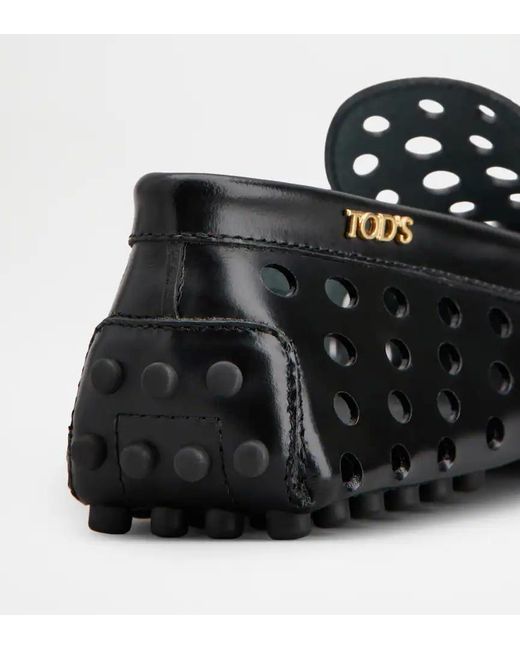 Tod's Black Gommino Perforated Loafers