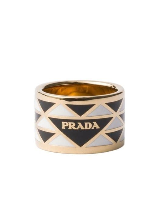 Prada White Enameled Metal Ring
