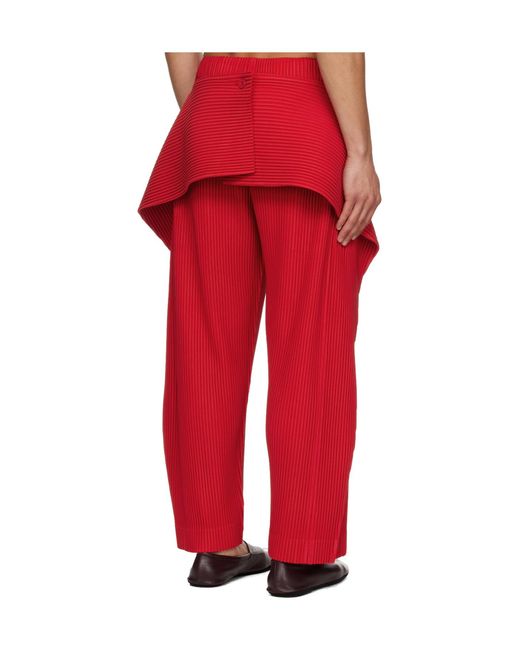 Homme Plissé Issey Miyake Red Cover And Fold Casual Pants for men