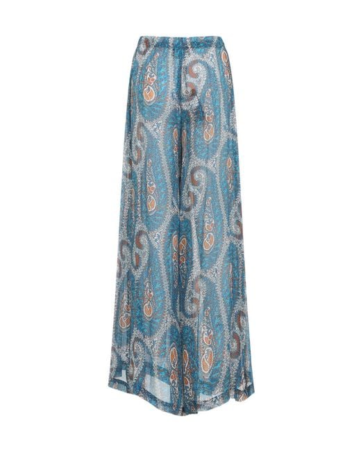 Etro Blue Paisley Tie Trousers