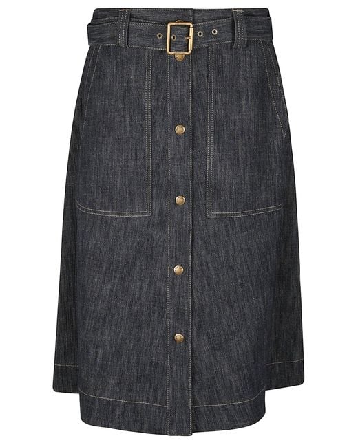 Moncler Blue Buckled Button Detailed Skirt