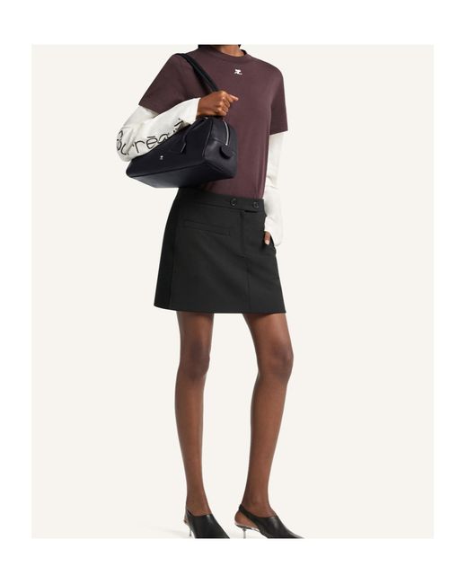 Courreges Black Courrèges Curved Zip Shoulder Bag