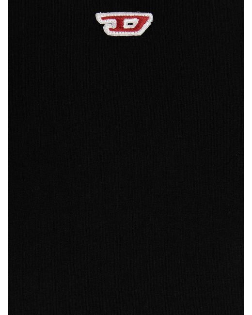 DIESEL Black T-Diegor-D Logo-Patch Crewneck T-Shirt for men
