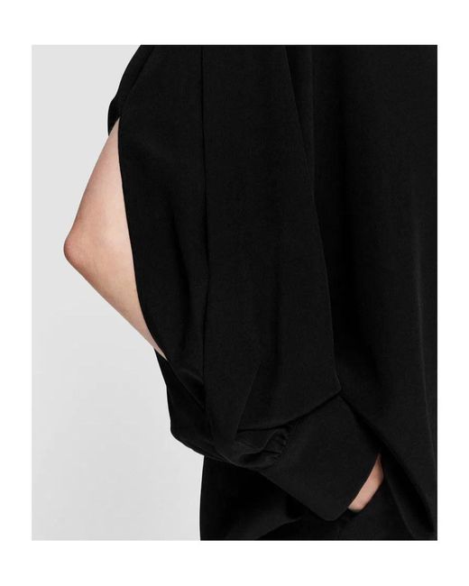 Joseph Black V-Neck Balloon-Sleeve Blouse