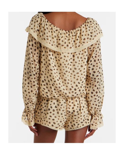 Posse Natural Leopard-Print Silk Blouse
