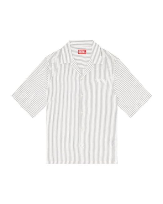 DIESEL White S-Mac Striped Short-Sleeve Shirt for men