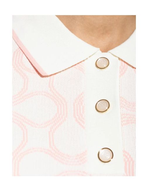 Casablanca Pink Patterned Polo Top