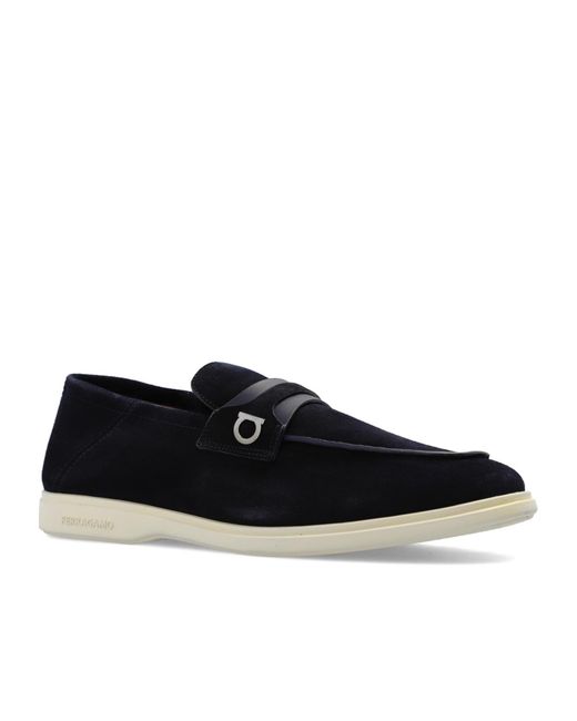 Ferragamo Blue Logo Love Shoes for men