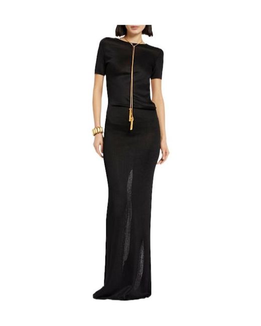 Tom Ford Black Long Dress With Round Neckline