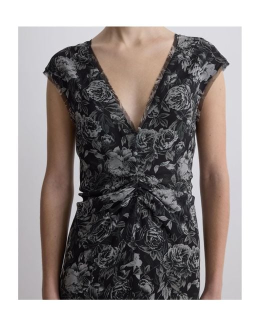 TOVE Black Luana Dress Rose Print