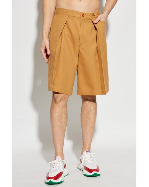 Casablanca Yellow Pleat-Detailing Shorts for men