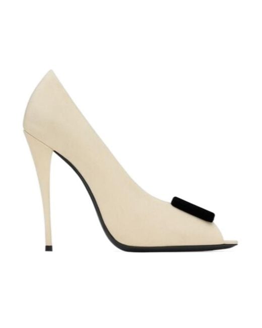 Saint Laurent White Cipele Peep Toe Pumps