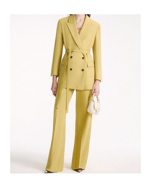 Marella Yellow Pleated Casual Trousers