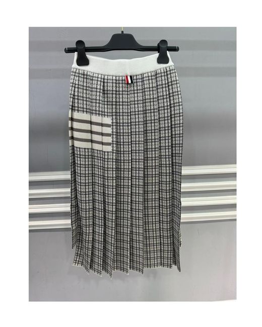 Thom Browne Black Striped Pleated Skirt