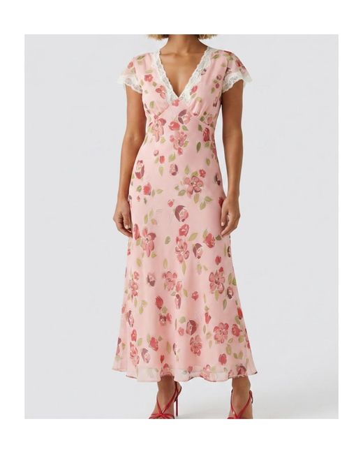 Rixo Pink Printed Clarice Dress