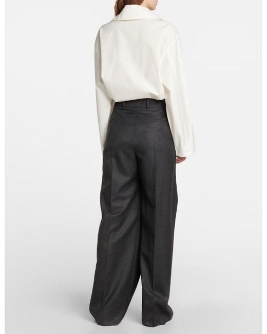 The Row Black Pleat-Front Wide-Leg Trousers