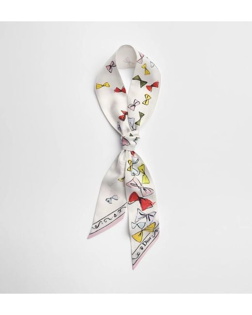 Dior White Iviera Bows Mitzah Scarf