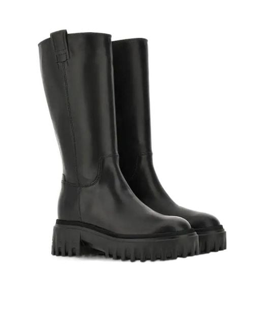 Hogan Black Lug-Sole Side Zipped Boots