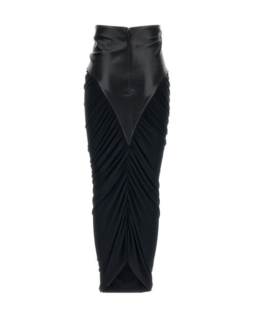 ANDAMANE Black Draped Midi Skirt