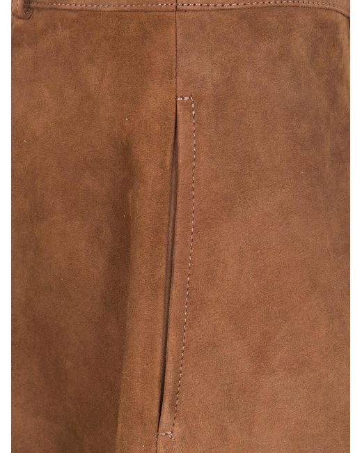 Semicouture Brown Panelled Suede Skirt