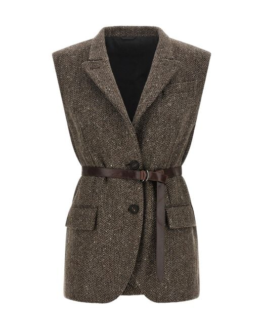 Brunello Cucinelli Multicolor Collarless Sleeveless Vest