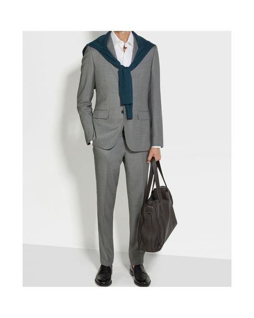 Zegna Gray Single-Breasted Centoventimila Suit for men