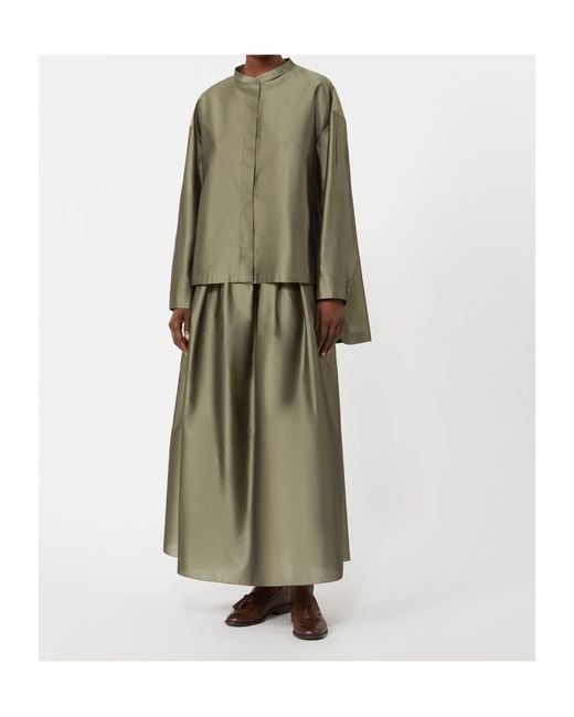 Max Mara Green Satin Oversized Shirt