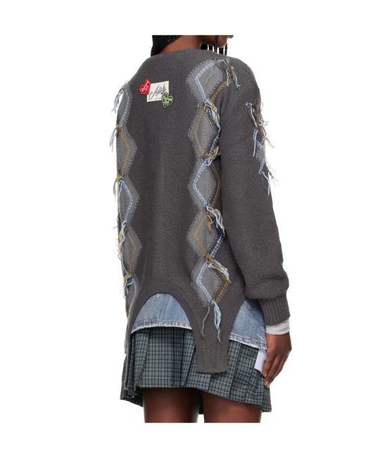 ANDERSSON BELL Gray Diamond Pattern Cardigan