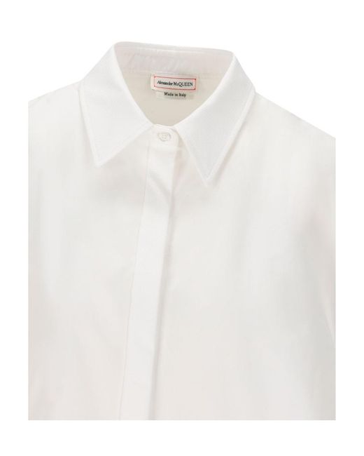 McQueen White Cut-Out Detailed Shirt Dress