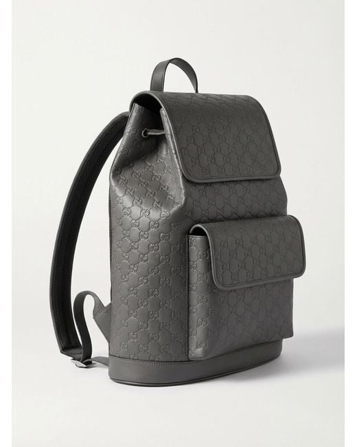 Gucci Gray Gg Emblem Medium Backpack for men