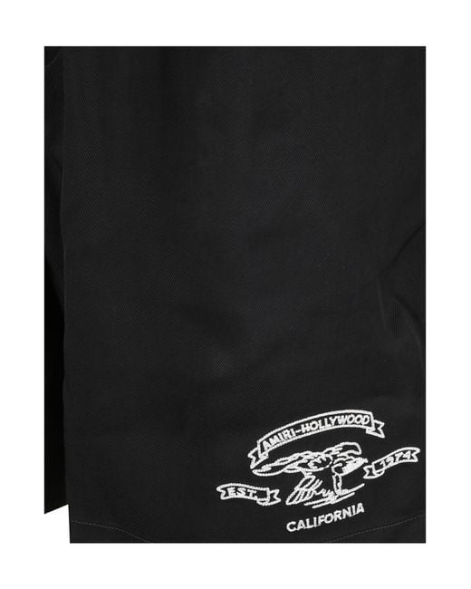Amiri Black Elastic Waist Shorts for men