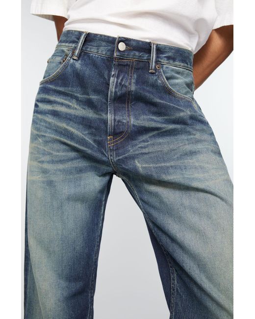 Acne Blue Logo Patch Straight Leg Jeans for men