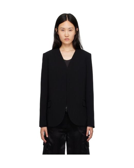 Theory Black Collarless Suit Jacket