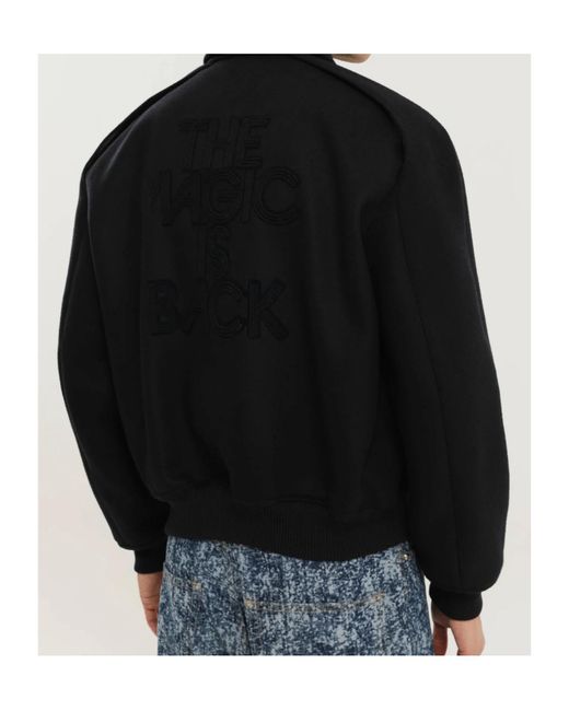 1989 STUDIO Black Embroidered Back Text Coat for men