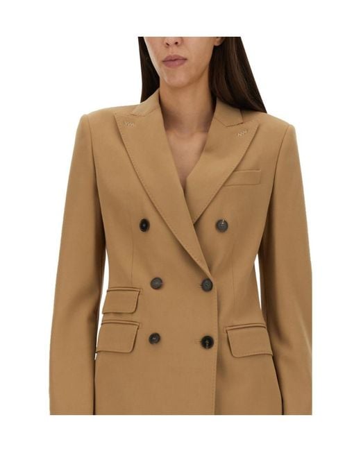 Max Mara Natural Double-Breasted Wool Blazer