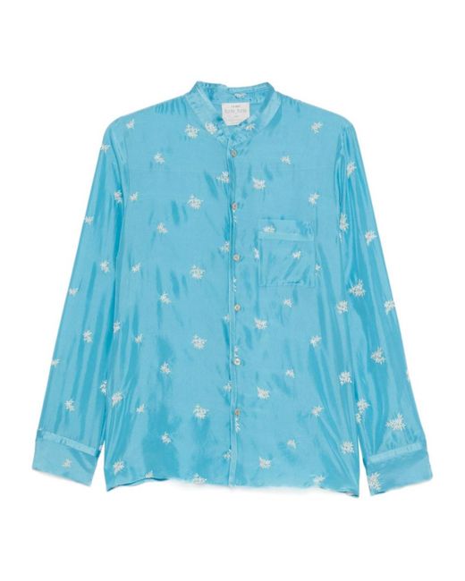 Forte_forte Blue Floral Chest-Pocket Shirt