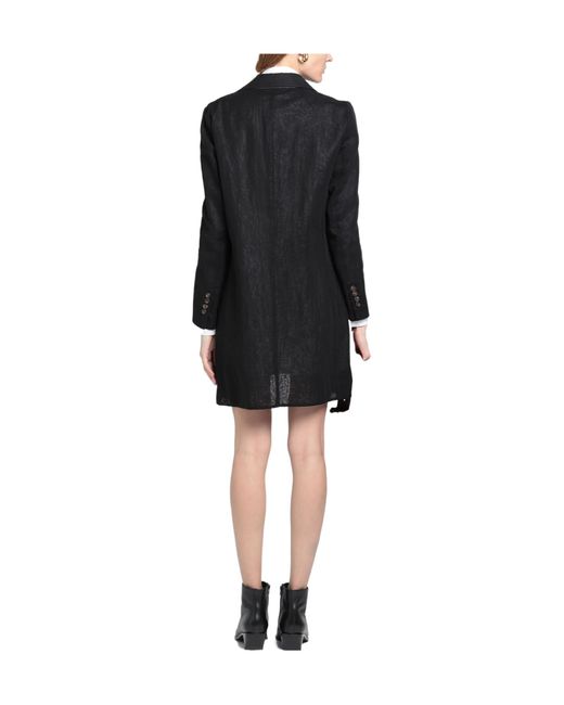 Brunello Cucinelli Black Mid-Length Double-Breasted Blazer