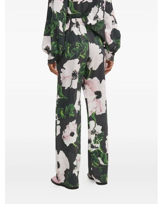 Stine Goya Green Floral-Print Trousers