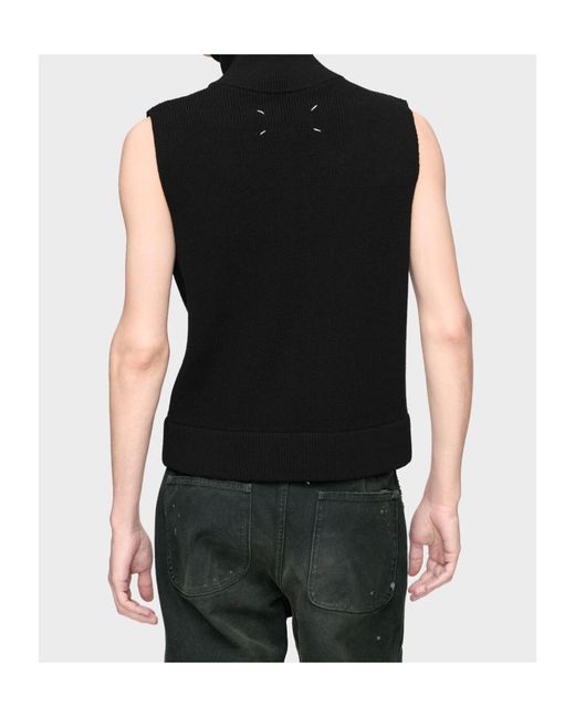 Maison Margiela Black Zip Knit Gilet for men