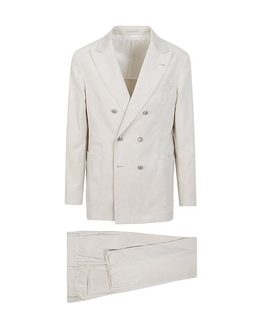 Brunello Cucinelli White Double Breasted Suit for men
