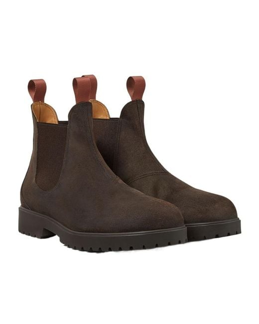 Loro Piana Brown Round Toe Slip-On Boots for men