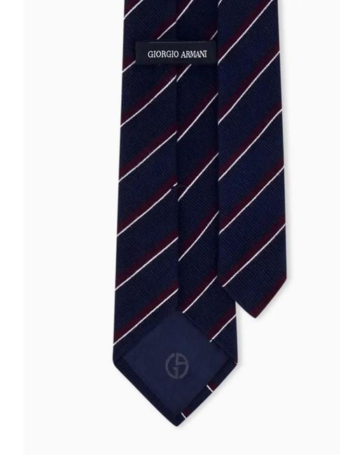 Giorgio Armani Blue Arrow-Pattern Diagonal Stripe Tie for men