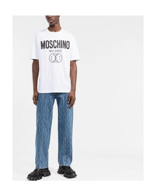Moschino White Logo-Print T-Shirt for men