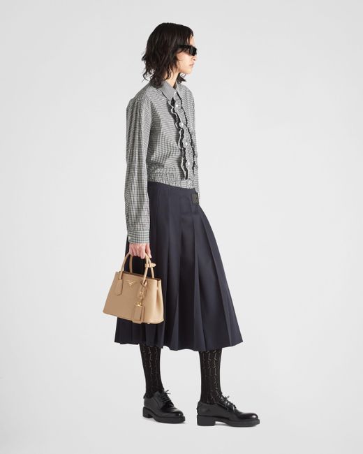 Prada Natural Logo Detailed Top Handle Tote Bag