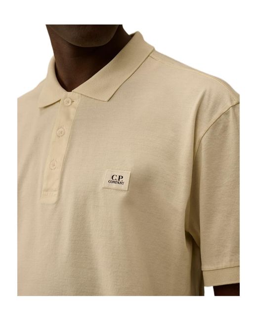 C P Company Natural Logo Patch Short Sleeve Polo Shirt for men