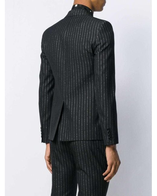 Saint Laurent Black Metallic Stripes Blazer for men