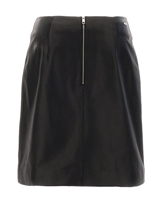 Boss Black Boss Logo Lettering Leather Mini Skirt