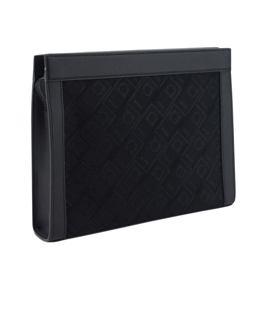 Ferragamo Black Ferragamo Jacquard Logo Printed Pouch for men