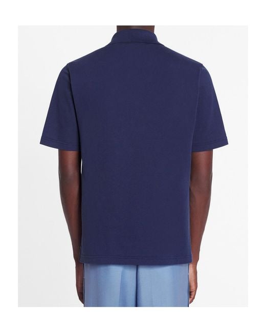 Lanvin Blue Short-Sleeve Cotton Polo Shirt for men